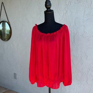 MICHAEL Michael Kors Red Long-sleeve Blouse. Size XL